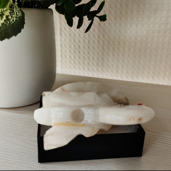 Vintage Onyx Marble Stone Carved Swan Pen Holder - Picture 6 of 13